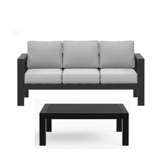 2 Pieces Outdoor Patio Set, All-Weather 75” 3-Seat Metal Patio Sofa Couch with Thick Cushions,  Frame and 43” Coffee Table