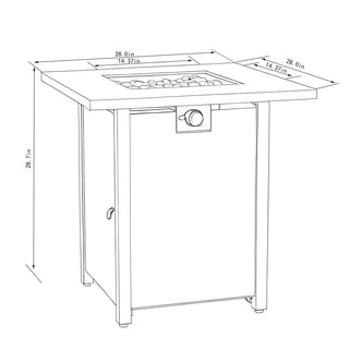 28" Propane Gas Fire Pit Table, 50000 BTU Square Steel Fire Pit for Outside Patio Deck Garden Courtyard -Black