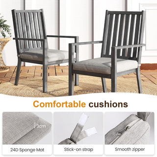 23" All-Weather Aluminum Patio Dining Chairs with Gray Cushions and Khaki/Gray Frame