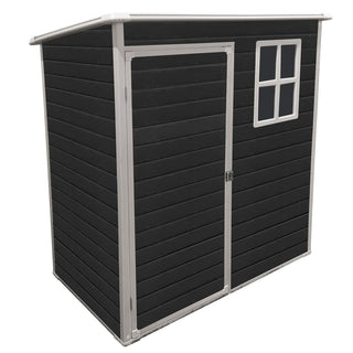 Resin Outdoor Storage Shed Kit, Weatherproof Backyard Organizer for Patio Furniture, Black