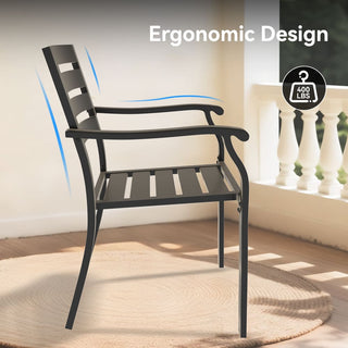 5-Piece Outdoor Patio Dining Set with 4 Stackable Metal Chairs & 40.6" Round Table for Lawn, Garden & Backyard