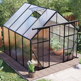Double Door Polycarbonate Greenhouse Raised Base and Anchor Aluminum Heavy Duty Walk-in Greenhouses for Outdoor Backyard in All Season