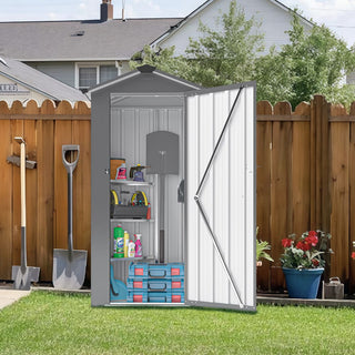 Small Metal Garden Storage Shed, Waterproof Galvanized Steel Tool Shed with Lockable Door
