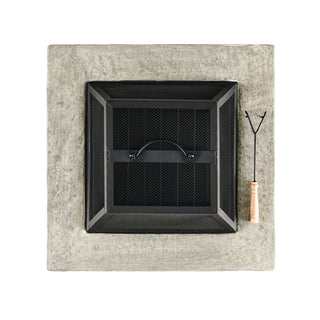 28" MGO Wood Burning Outdoor Fire Pit with Lid - Stone Gray