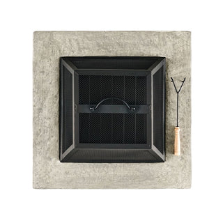28" MGO Wood Burning Outdoor Fire Pit with Lid - Stone Gray