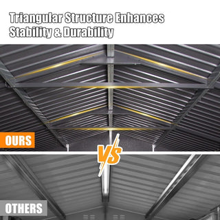 Outdoor Metal Garage Shed, Extra Large Metal Carport with Lockable Double Hinged Doors, Heavy Duty Car Shelter for Car, Truck, Motorcycle and Lawn Equipment, Grey