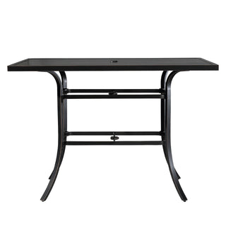 60 Inch Antique Bronze Aluminum Bar-Height Patio Dining Table with Umbrella Hole