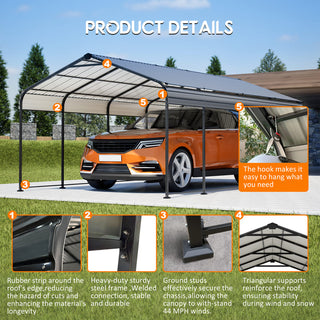 12 x 20 FT Heavy Duty Metal Carport, All-Weather Galvanized Outdoor Car Shelter for Car, Boat & Truck Protection