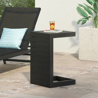 Modern Outdoor C-Shaped Side Table For Patio And Poolside