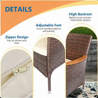 4-Piece All-Weather Brown Rattan Patio Dining Chair