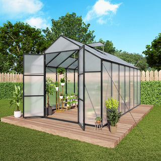 New-Design Walk-In Polycarbonate Greenhouse with Heavy-Duty Aluminum Frame – All-Season Garden & Backyard Greenhouse