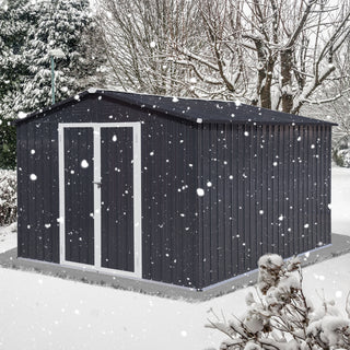 Mondawe 12ft x 10ft Metal Garden Storage Shed, Outdoor Tool Storage House with Double Doors and Air Vents