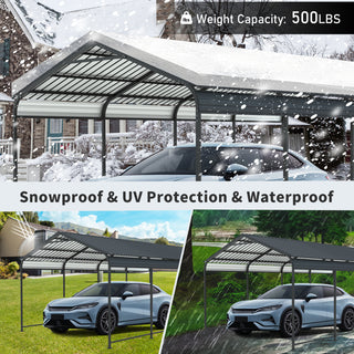 Heavy-Duty Metal Carport with Galvanized Steel Roof and Frame, All-Weather Outdoor Car Shelter Garage for Driveway, Cars, and Trucks