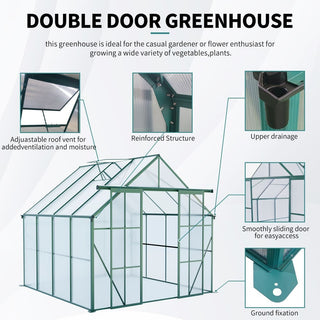 Double Door Polycarbonate Greenhouse Raised Base and Anchor Aluminum Heavy Duty Walk-in Greenhouses for Outdoor Backyard in All Season