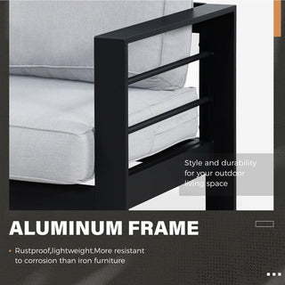 50 Inch All-Weather Aluminum Outdoor Two-Seater Sofa With Thick Cushions And Frame