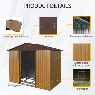 8X4 FT Outdoor Metal Storage Shed with Sliding Door and Foundation, Weatherproof Garden Tool Organizer for Backyard & Patio