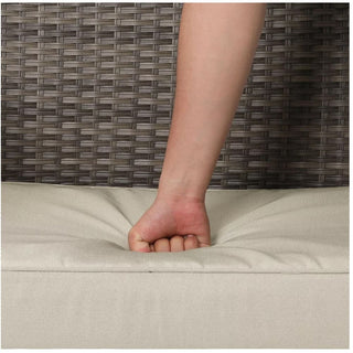 2-Piece Wicker Patio Conversation Set with Beige/Gray Cushions & Coffee Table