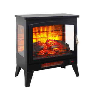 21-Inch Freestanding 3-Sided Electric Fireplace Stove Heater with 3D Flame Effect & Remote Control