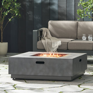 Square Iron Propane Fire Pit Table, 50,000 BTU Outdoor Gas Heater for Patio Gathering