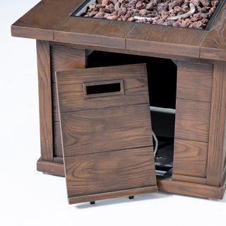 Outdoor Patio 24'' H x 32'' W Square Gas Burning MgO Fire Pit (Tank Inside), Wood-Looking - 40,000 BTU
