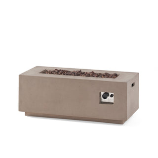 40" Outdoor 40,000 BTU Rectangular MgO Concrete Propane Fire Pit, Light Gray/Dark Gray  (Tank Cover not Included)