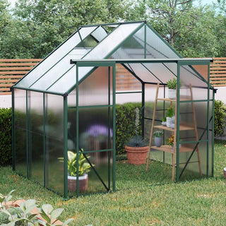Double Door Polycarbonate Greenhouse Raised Base and Anchor Aluminum Heavy Duty Walk-in Greenhouses for Outdoor Backyard in All Season