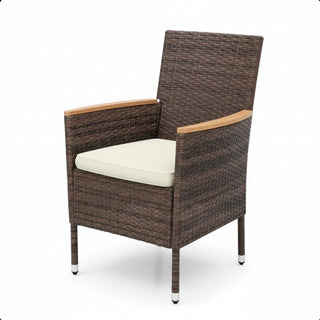 4-Piece All-Weather Brown Rattan Patio Dining Chair