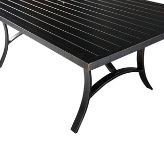 82 Inch Weather Resistan Rectangle Aluminum Patio Dining Table with Umbrella Hole