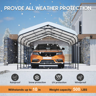 12 x 20 FT Heavy Duty Metal Carport, All-Weather Galvanized Outdoor Car Shelter for Car, Boat & Truck Protection