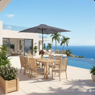 6.5X10 FT Rectangular Patio Umbrella with Crank, Tilt, Polyester UV-Resistant Without base