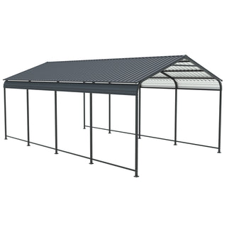 Heavy-Duty Metal Carport with Galvanized Steel Roof and Frame, All-Weather Outdoor Car Shelter Garage for Driveway, Cars, and Trucks