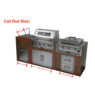 32-Inch Built-In Outdoor Kitchen LPG Gas Grill, 60,000 BTU Stainless Steel 4-Burner with Infrared Rear Burner