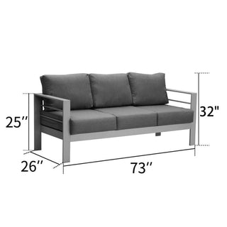 5 Pieces Outdoor All-Weather Conversation Set, Sectional Sofa, Aluminum Couch - Dark Gray Cushions