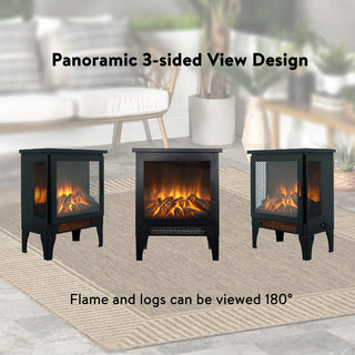 18-Inch Freestanding Electric Fireplace Stove Heater with 3D Realistic Flame Effect for Living Room, Bedroom & Home