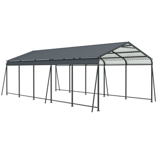 Heavy-Duty Metal Carport with Galvanized Steel Roof and Frame, All-Weather Outdoor Car Shelter Garage for Driveway, Cars, and Trucks