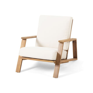 Patio Lounge Chair, Outdoor Club Chair with Cushion and Teak Acacia Wood Frame