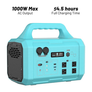 1024Wh Portable Power Station (1000W/1800W) with MPPT Solar Charging, 100W USB-C PD & IPX4 Protection