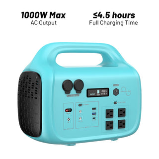 1024Wh Portable Power Station (1000W/1800W) with MPPT Solar Charging, 100W USB-C PD & IPX4 Protection for Camping & Home Backup