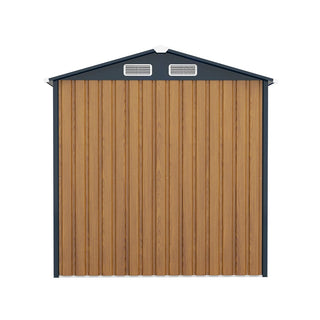 6x8 FT Outdoor Steel Storage Shed with Clear Window, Lockable Doors, Compact Metal Tool Shed for Garden, Backyard, Patio, Utility, and Bike Storage,Yellow/Grey