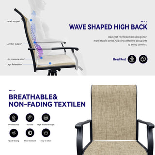 Set of 2 Outdoor Swivel Dining Chairs – Breathable Textilene Patio Chairs for Porch, Backyard & Deck
