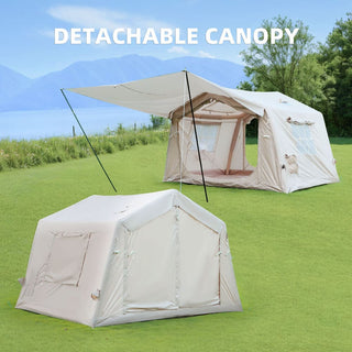 8m² Inflatable Air Glamping Tent with Canopy, Waterproof Oxford 4-Season Camping Tent, Easy Setup with Hand Pump for 4-8 Persons