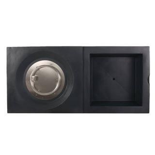 Outdoor 50,000 BTU Lightweight Concrete Rectangular Fire Pit Table with Storage, Dark Gray and Natural Brown (Tank Cover not Included)