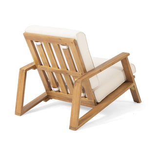 Patio Lounge Chair, Outdoor Club Chair with Cushion and Teak Acacia Wood Frame
