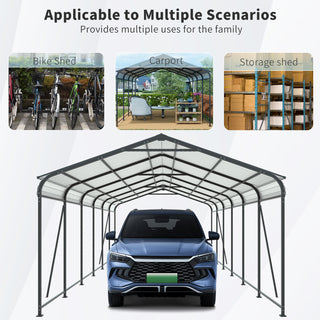 Heavy-Duty Metal Carport with Galvanized Steel Roof and Frame, All-Weather Outdoor Car Shelter Garage for Driveway, Cars, and Trucks