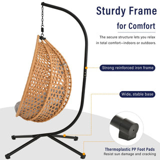 Wicker Hanging Egg Chair Swing – Comfortable Indoor/Outdoor Patio Chair with Removable Cushion