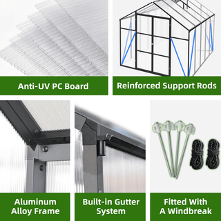 New-Design Walk-In Polycarbonate Greenhouse with Heavy-Duty Aluminum Frame – All-Season Garden & Backyard Greenhouse