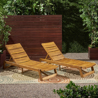 Outdoor Adjustable Lounge Chair With Acacia Wood Frame