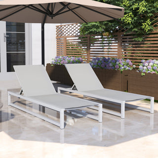 Five-Position Adjustable Two-Piece Outdoor Lounge Chair With Durable Aluminum Frame And Textilene Mesh Fabric
