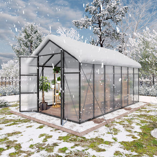 New-Design Walk-In Polycarbonate Greenhouse with Heavy-Duty Aluminum Frame – All-Season Garden & Backyard Greenhouse