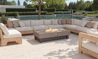 60-INCH FIRE PIT TABLE,Wood Outdoor Gas Fire Pit Table with Rain cover,Rectangular Heater for Patio, Backyard, Deck, Outdoor Modern Patio Fire Pit